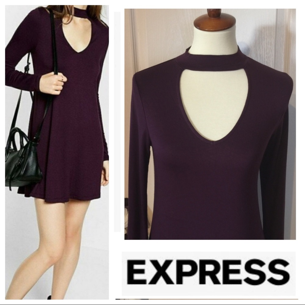 NWT Express Choker Neck Long Sleeve Dress